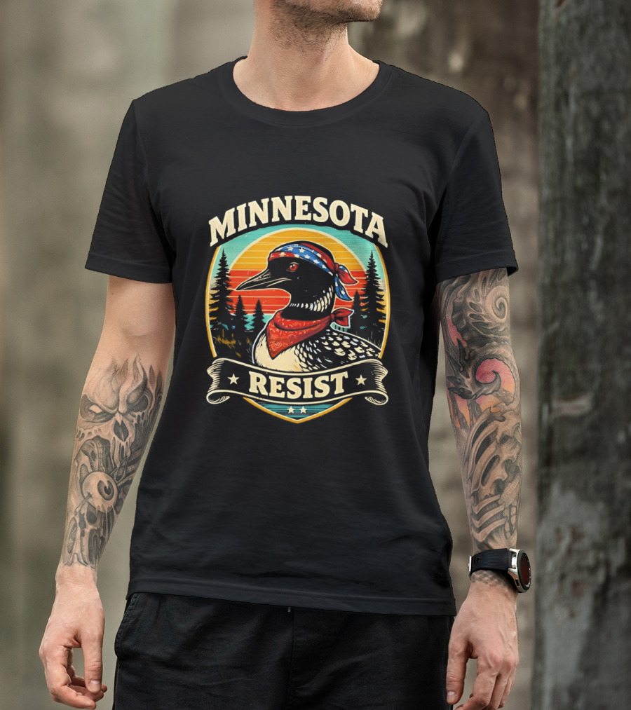 Minnesota Loons Resist Vintage American Bandana And Sunset T-Shirt