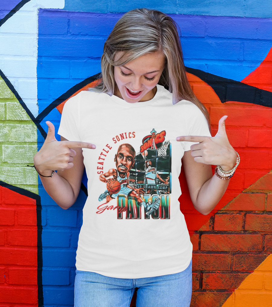 Seattle Sonics Gary Payton Shawn Kemp Big Head NBA 40 T-Shirt