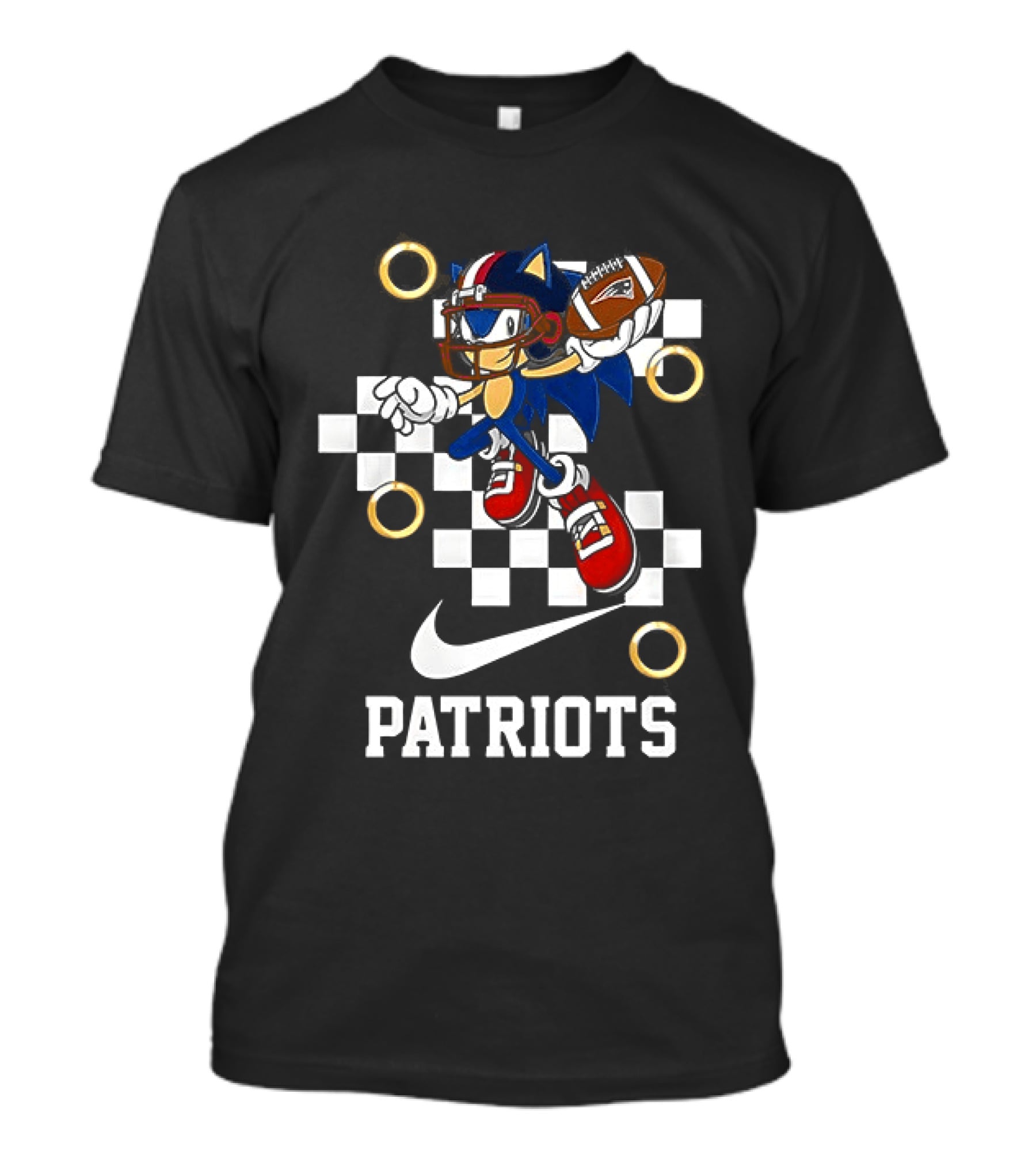 Nike Patriots Sonic Football Rings Checkered T-Shirt