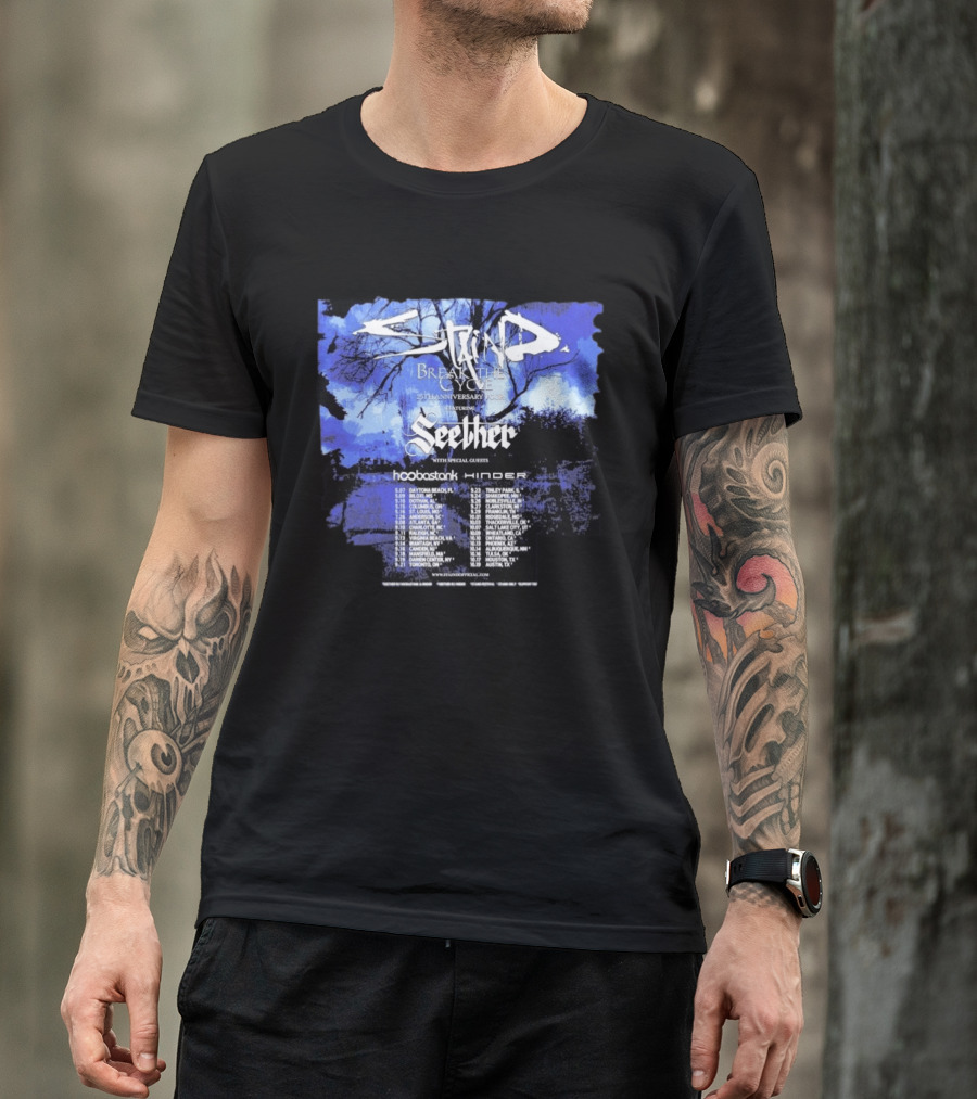 Staind Break The Cycle 25th Anniversary Tour Featuring Seether Hoobastank Hinder 2023 Dates T-Shirt