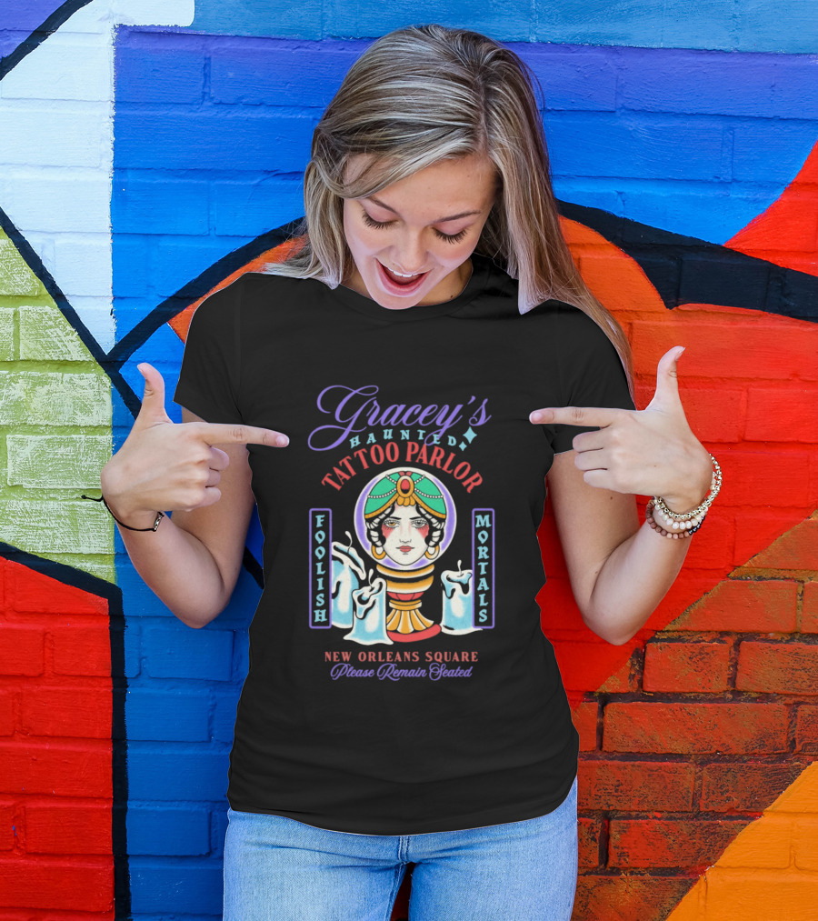 Gracey's Haunted Tattoo Parlor Leota Variant Foolish Mortals New Orleans Square T-Shirt