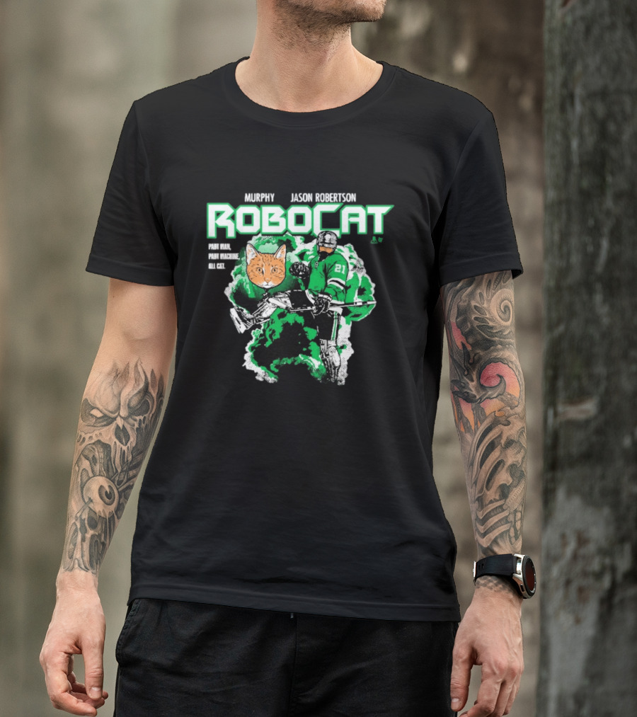 Jason Robertson RoboCat Hockey Player With Cat Head T-Shirt