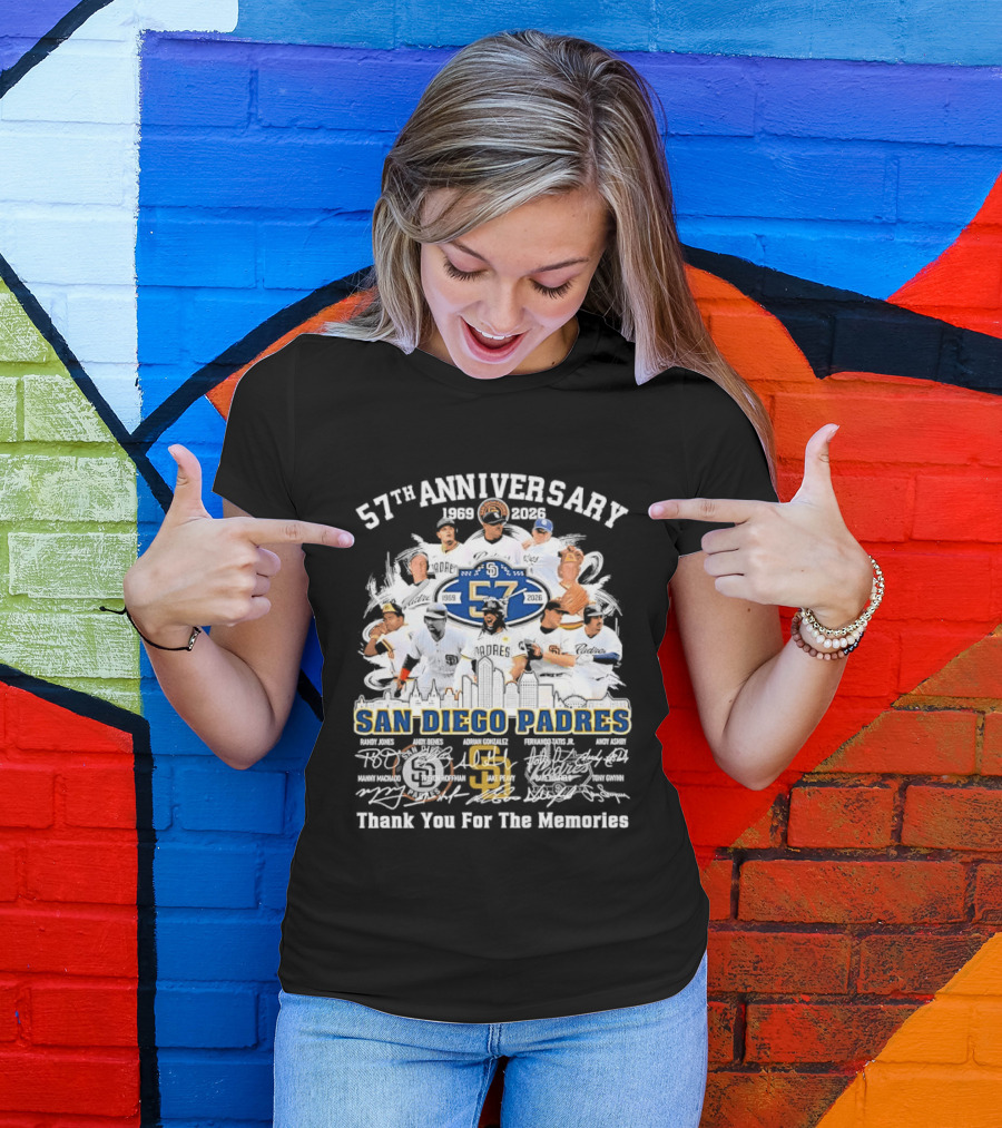 San Diego Padres 57th Anniversary 1969 2026 Thank You For The Memories T-Shirt