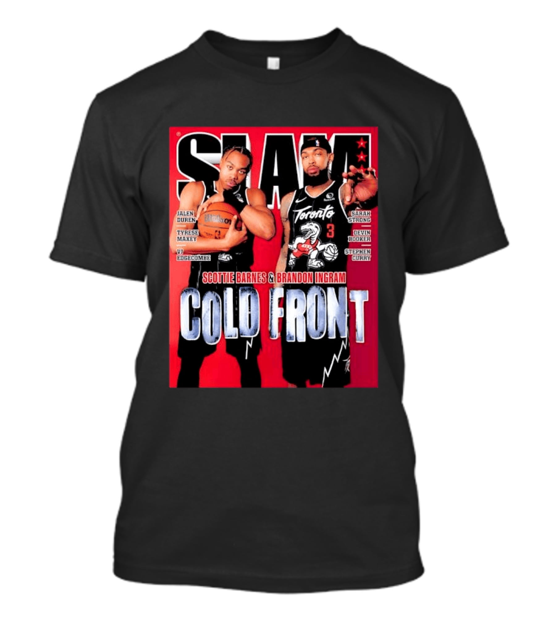 Slam Magazine Cover Featuring Scottie Barnes Brandon Ingram Cold Front Toronto T-Shirt