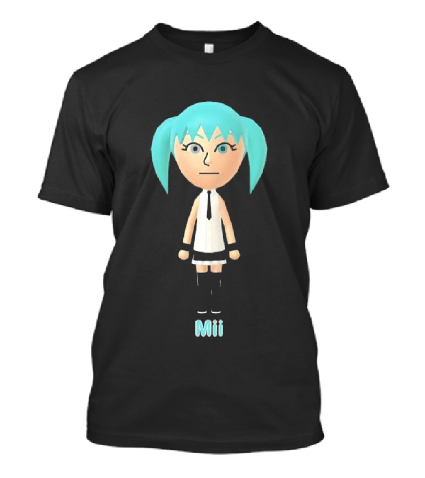 Mii Anime Character With Blue Hair And White Outfit T-Shirt