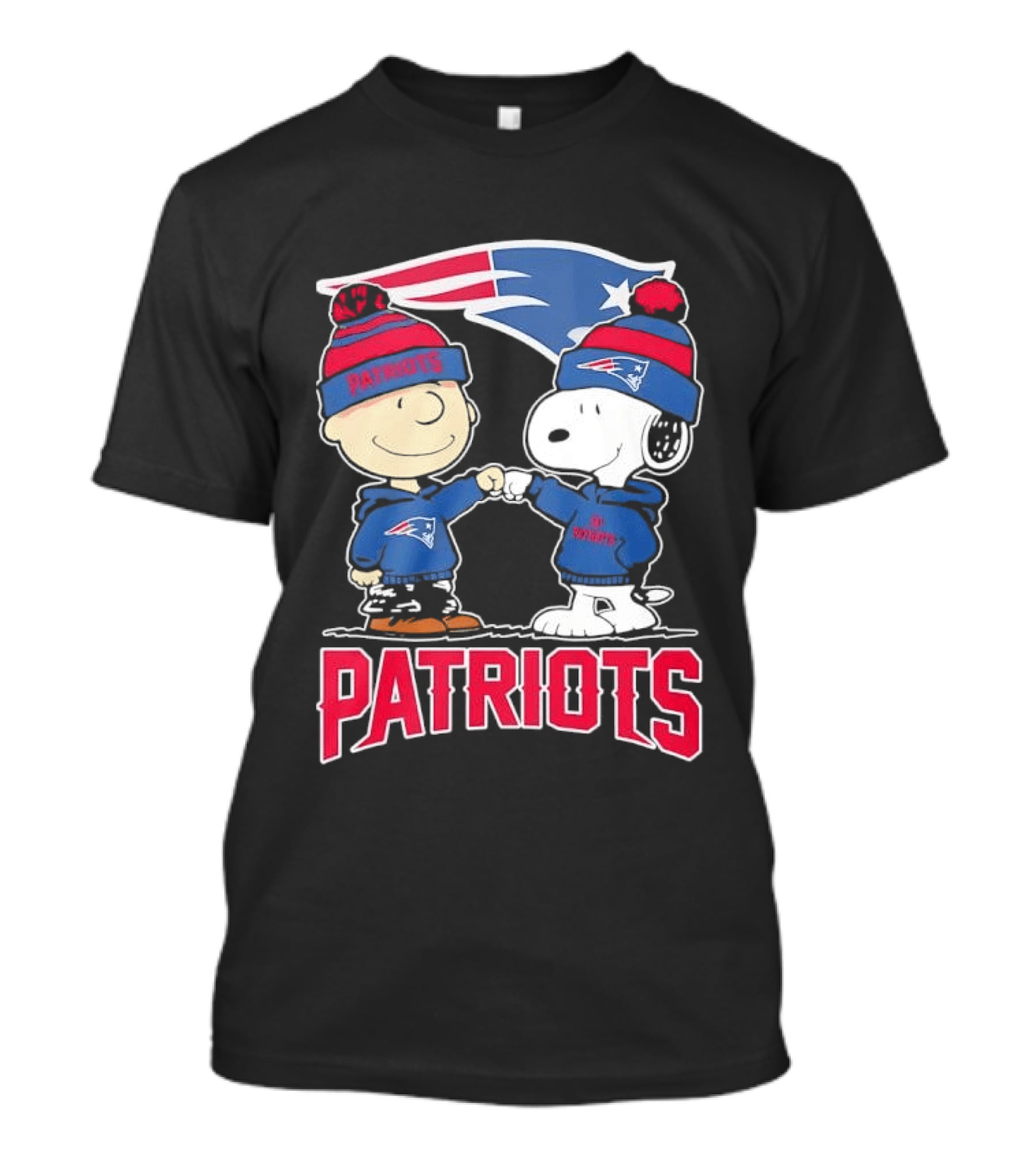 Charlie Brown Snoopy New England Patriots NFL Fist Bump Team Spirit T-Shirt