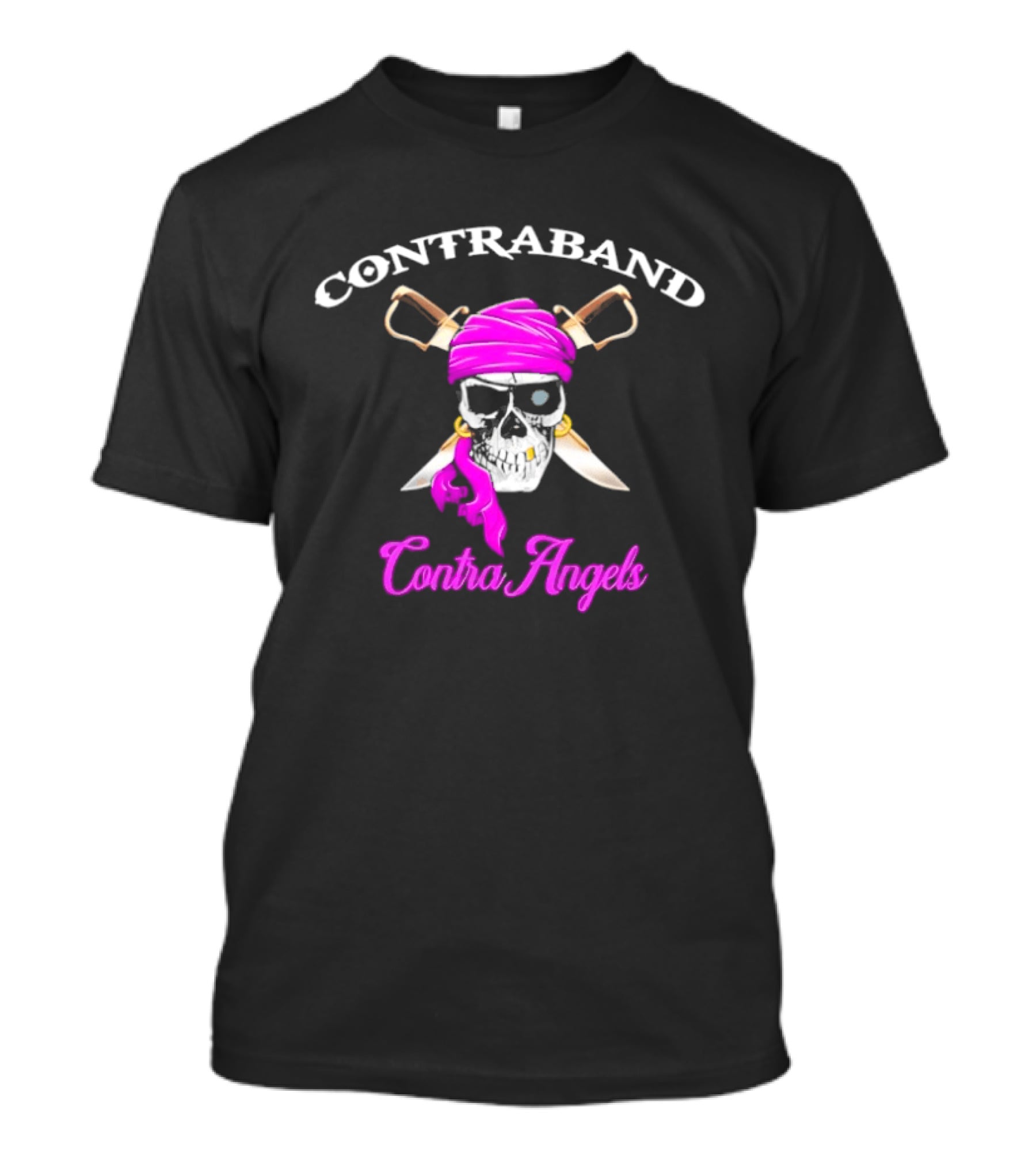 Contraband ContraAngels Skull Pirate Bandana And Swords T-Shirt