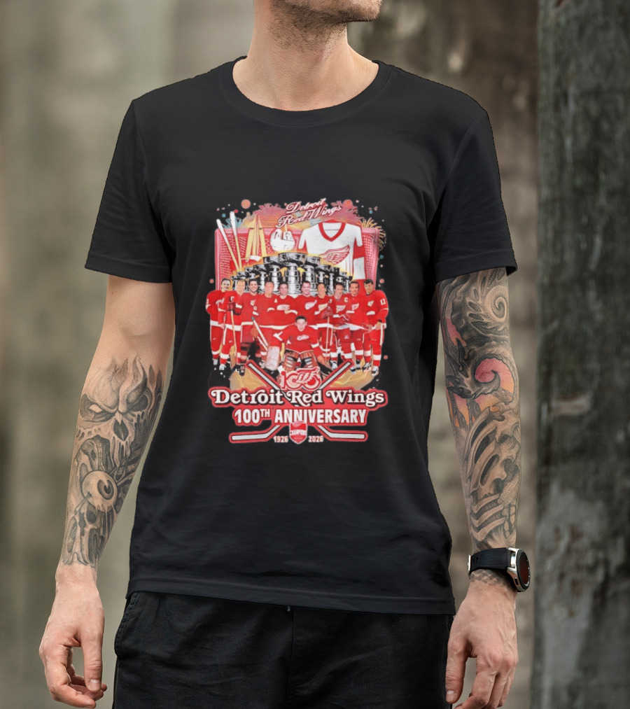 Detroit Red Wings 100th Anniversary 1926 2026 Team Celebration T-Shirt