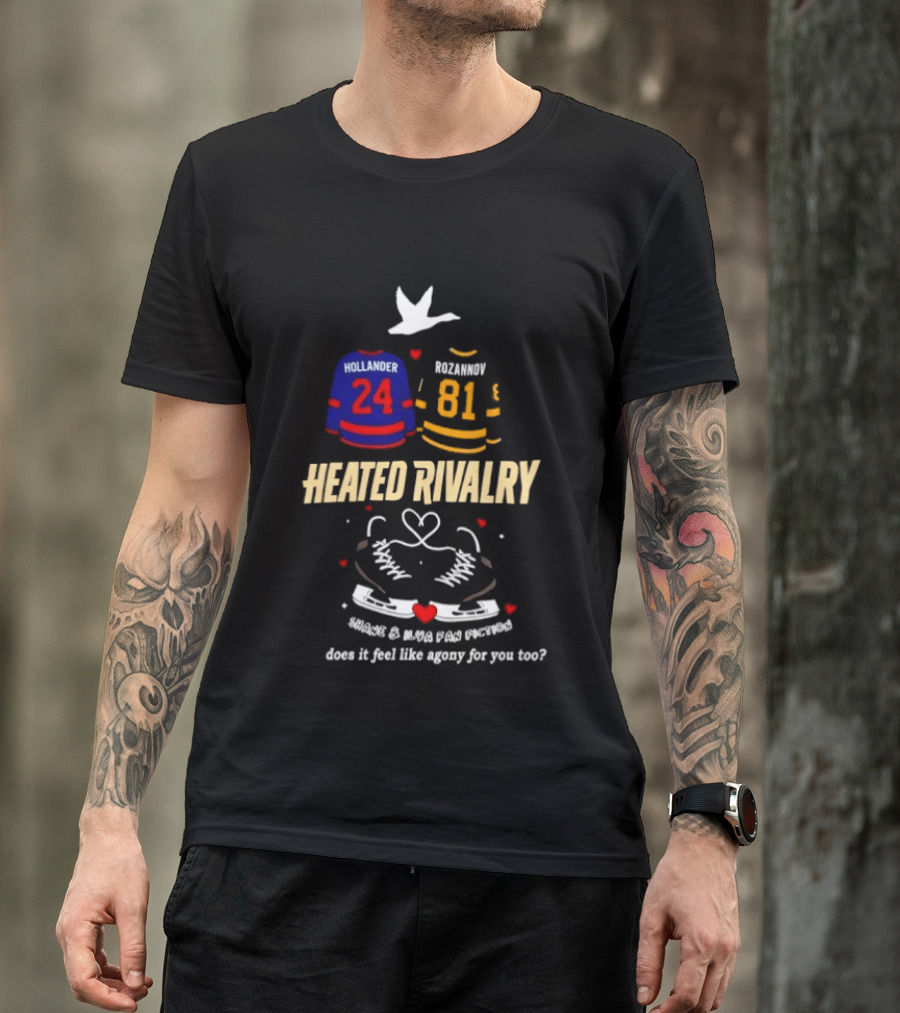 Heated Rivalry Hollander 24 Kozlow 81 Skates Heart Romance Does It Feel Like Agony For You Too T-Shirt