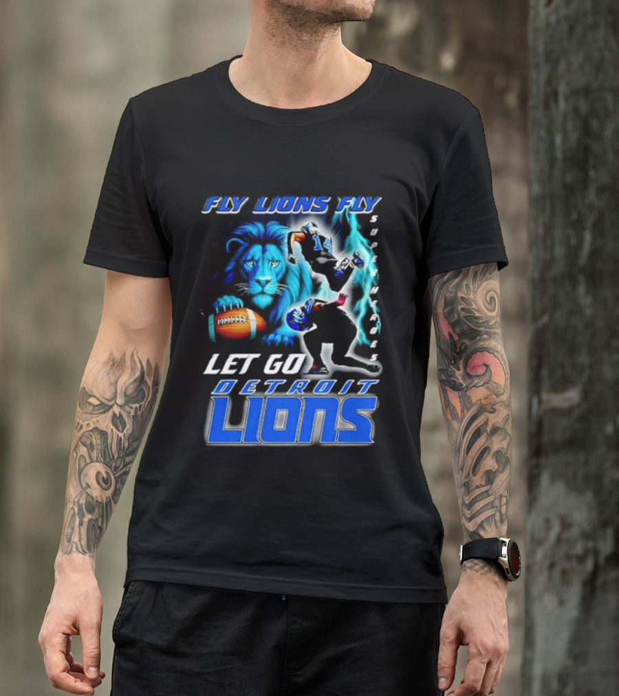 Fly Lions Fly Let Go Detroit Lions Football Journey T-Shirt