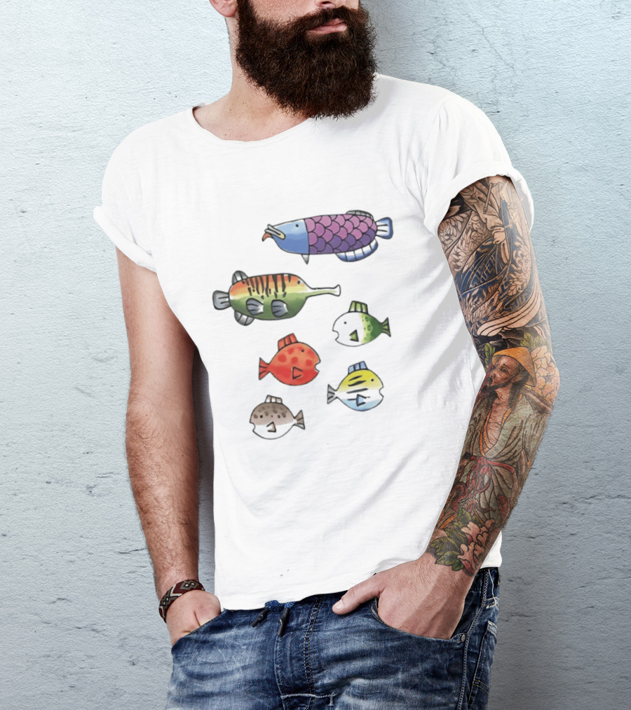 Fishing Minigame Colorful Fish Collection Vibrant Sea Life T-Shirt