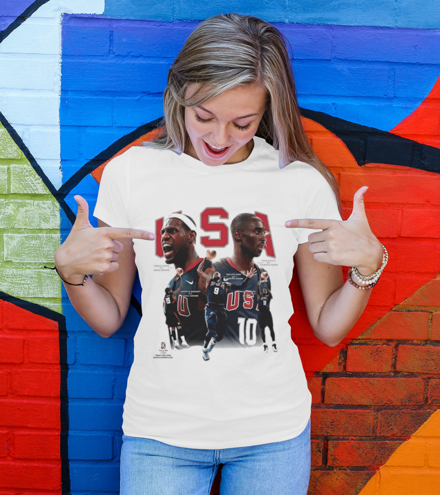 Kobe Bryant LeBron James Dwyane Wade Carmelo Anthony USA Basketball Redeem Team T-Shirt