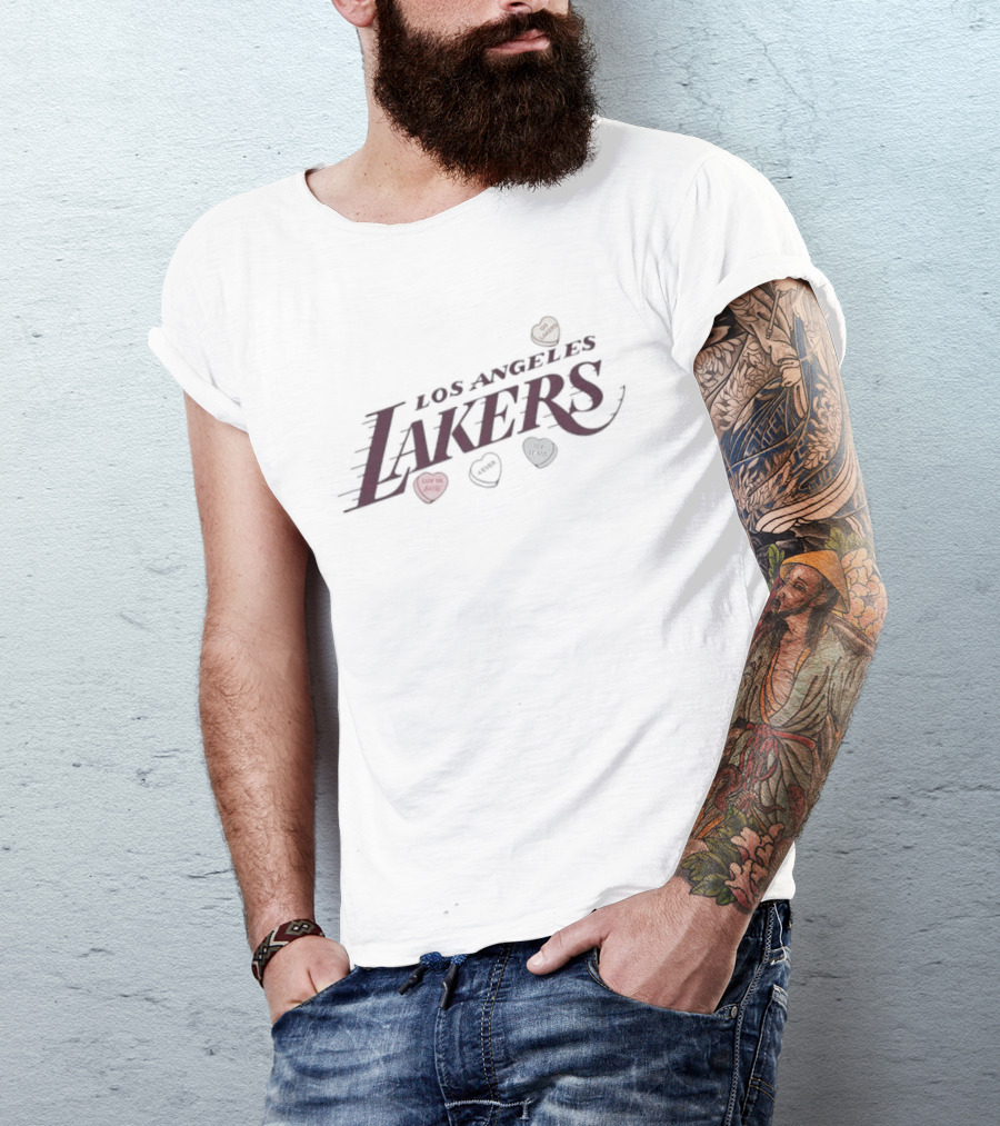 Los Angeles Lakers Valentine's Day Candy Hearts T-Shirt