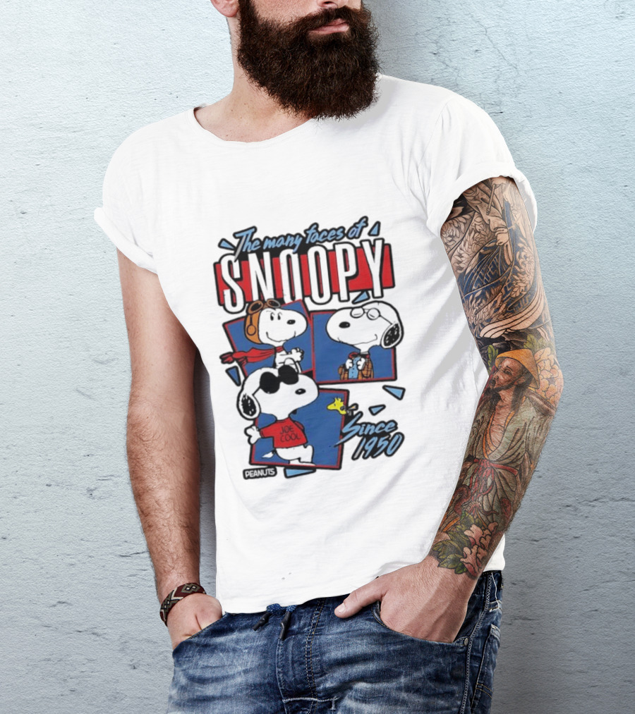 The Many Faces Of Snoopy Joe Cool Aviator Since 1950 T-Shirt