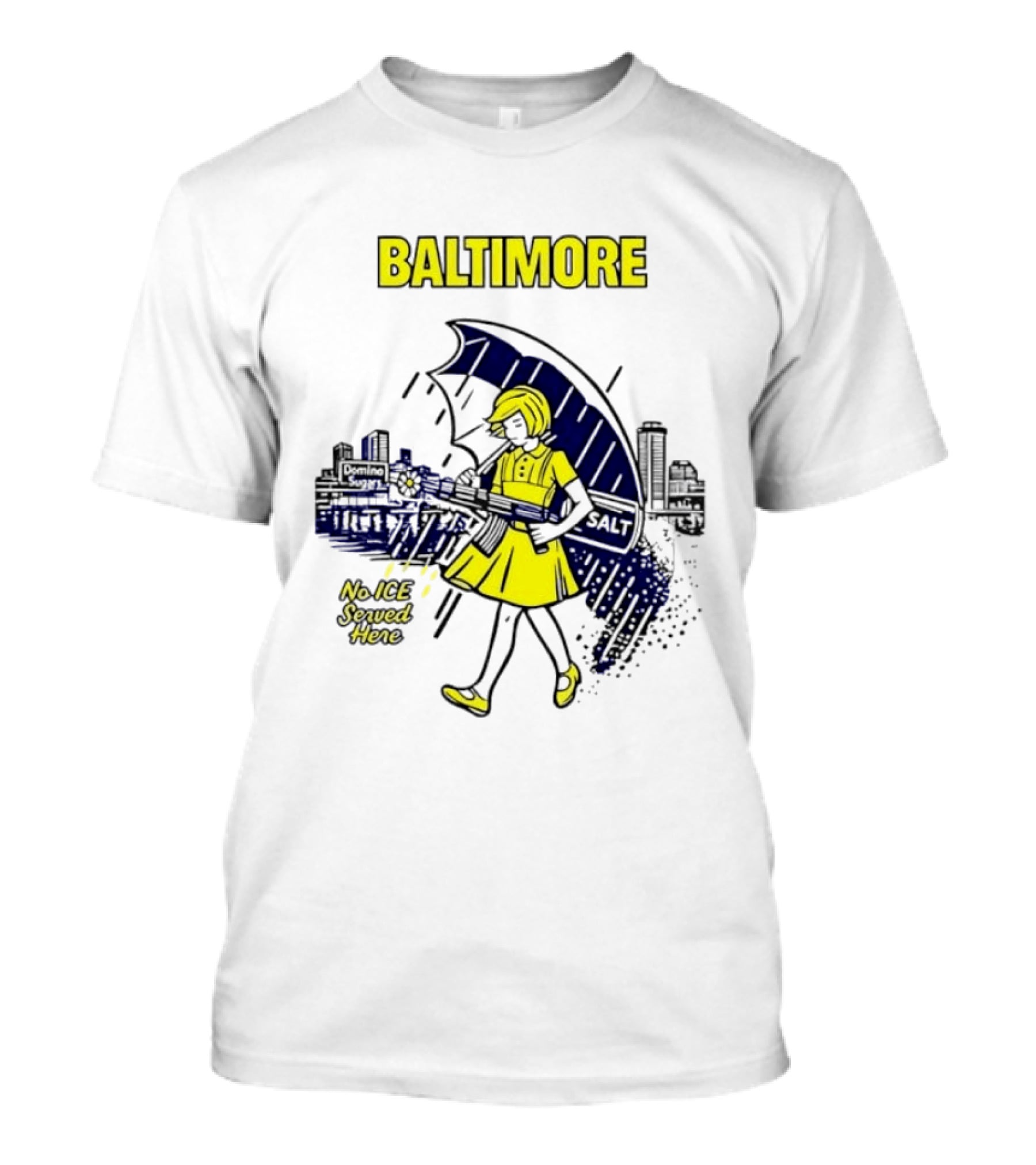 Baltimore No ICE Served Here Salt Umbrella City Skyline T-Shirt
