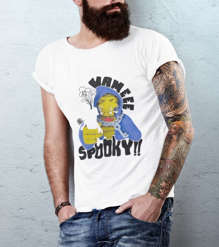 Vameee Spooky Skeleton In Blue Hood With Chains T-Shirt