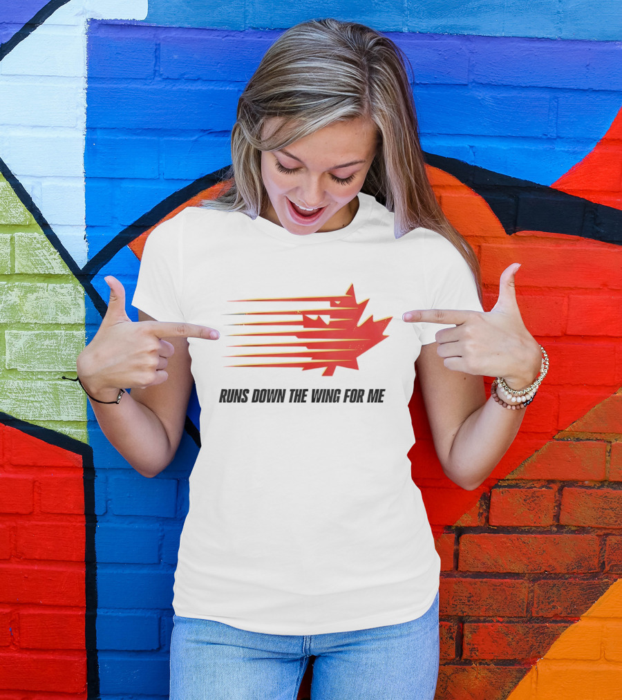 Runs Down The Wing For Me Red Streaks Maple Leaf T-Shirt