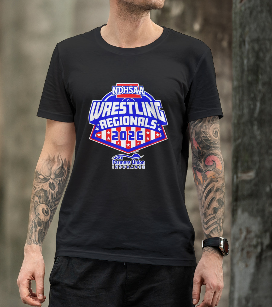 NDHSAA Wrestling Regionals 2026 Farmers Union Insurance T-Shirt