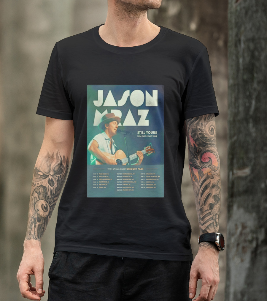 Jason Mraz Still Yours 2026 East Coast Tour Gregory Page Special Guest T-Shirt