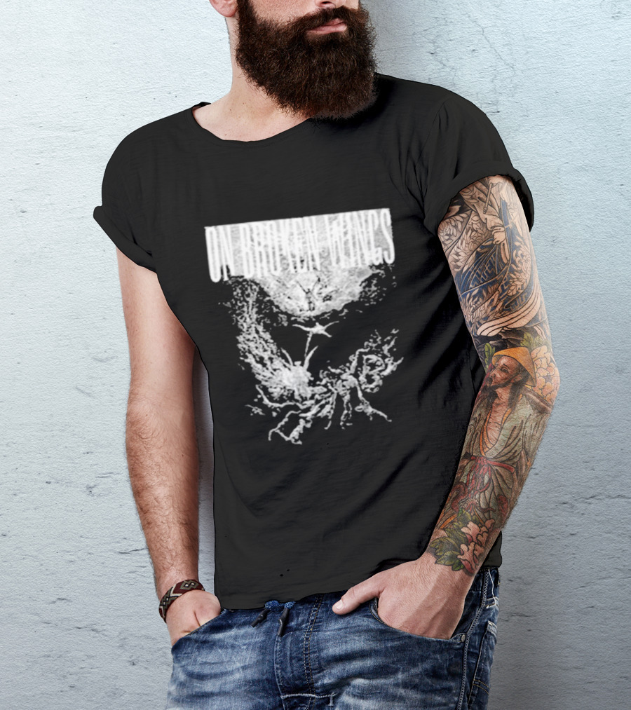 On Broken Wings Fallen Angel White Grunge T-Shirt