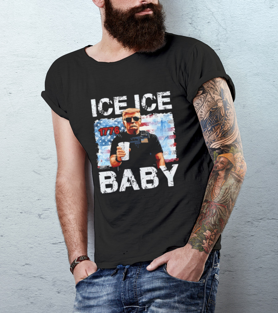 Ice Ice Baby 1776 Donald Trump Vintage American Flag T-Shirt