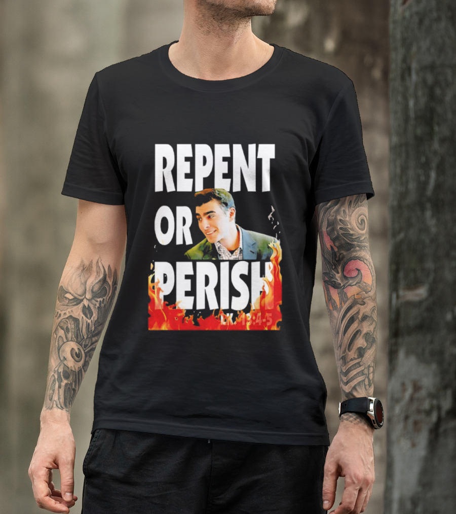 Repent Or Perish Luigi Fire Flame Luke 13:3 5 T-Shirt