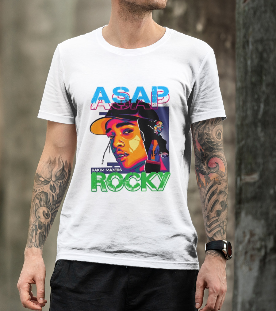 ASAP Rocky Rakim Mayers Hip Hop Street Art Bold Pop Color Aesthetic T-Shirt