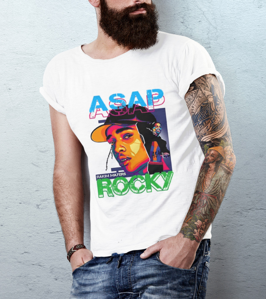 ASAP Rocky Rakim Mayers Hip Hop Street Art Bold Pop Color Aesthetic T-Shirt