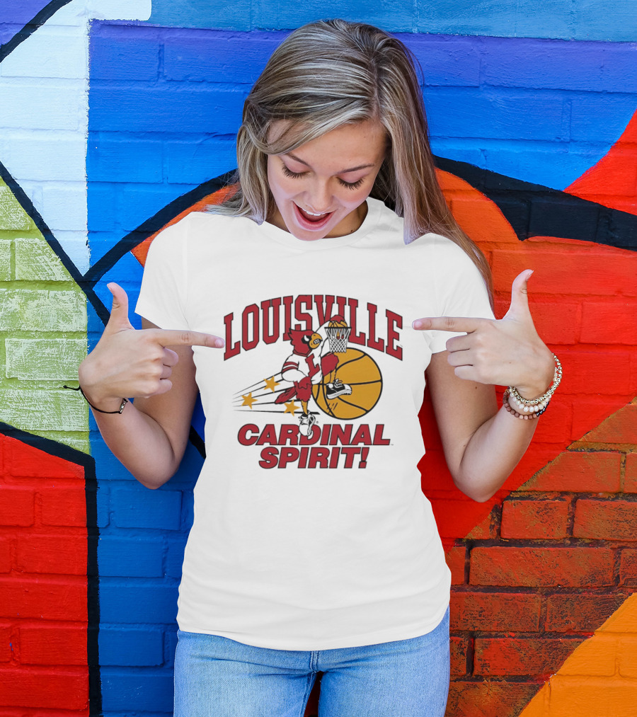 Louisville Cardinal Spirit Basketball Dunking Stars T-Shirt