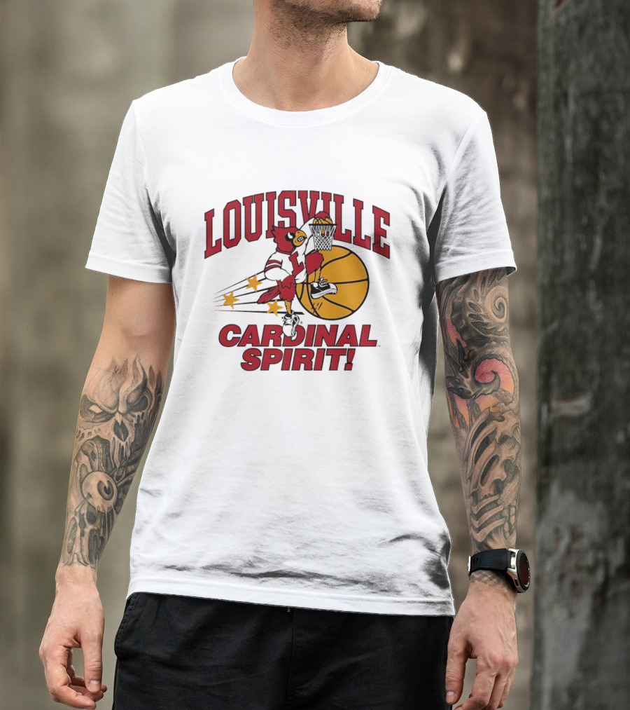 Louisville Cardinal Spirit Basketball Dunking Stars T-Shirt