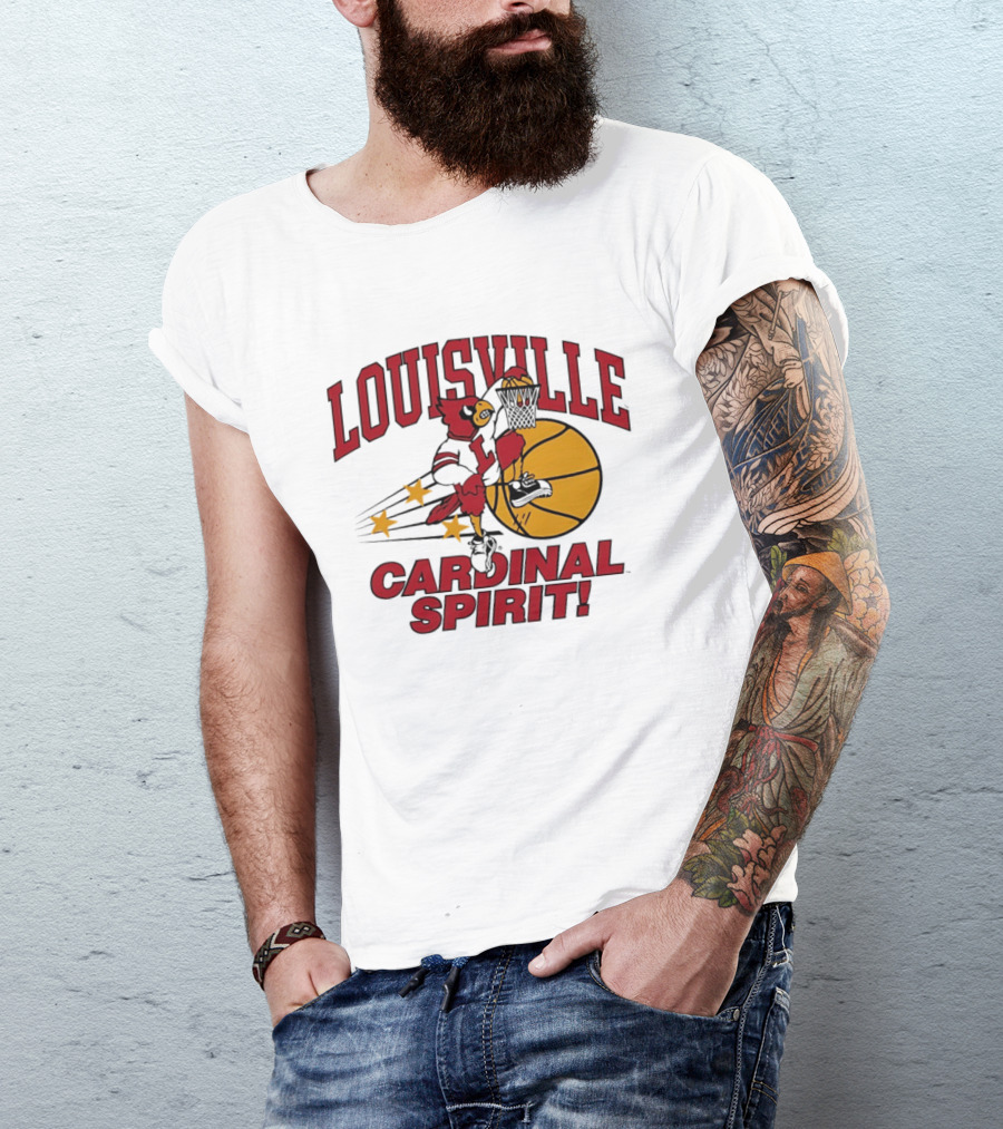 Louisville Cardinal Spirit Basketball Dunking Stars T-Shirt