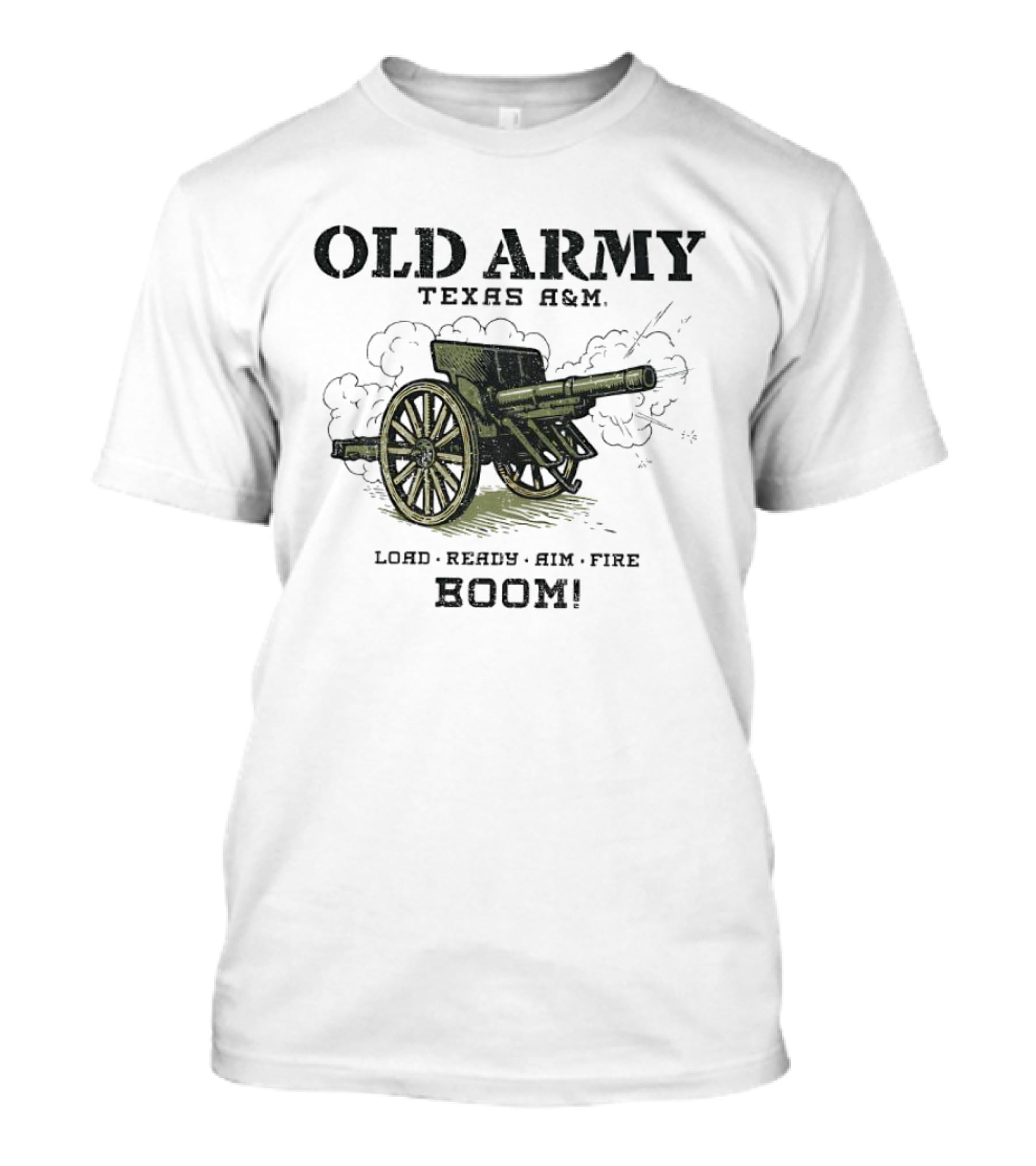 Texas A&M Old Army Load Ready Aim Fire Boom Cannon T-Shirt