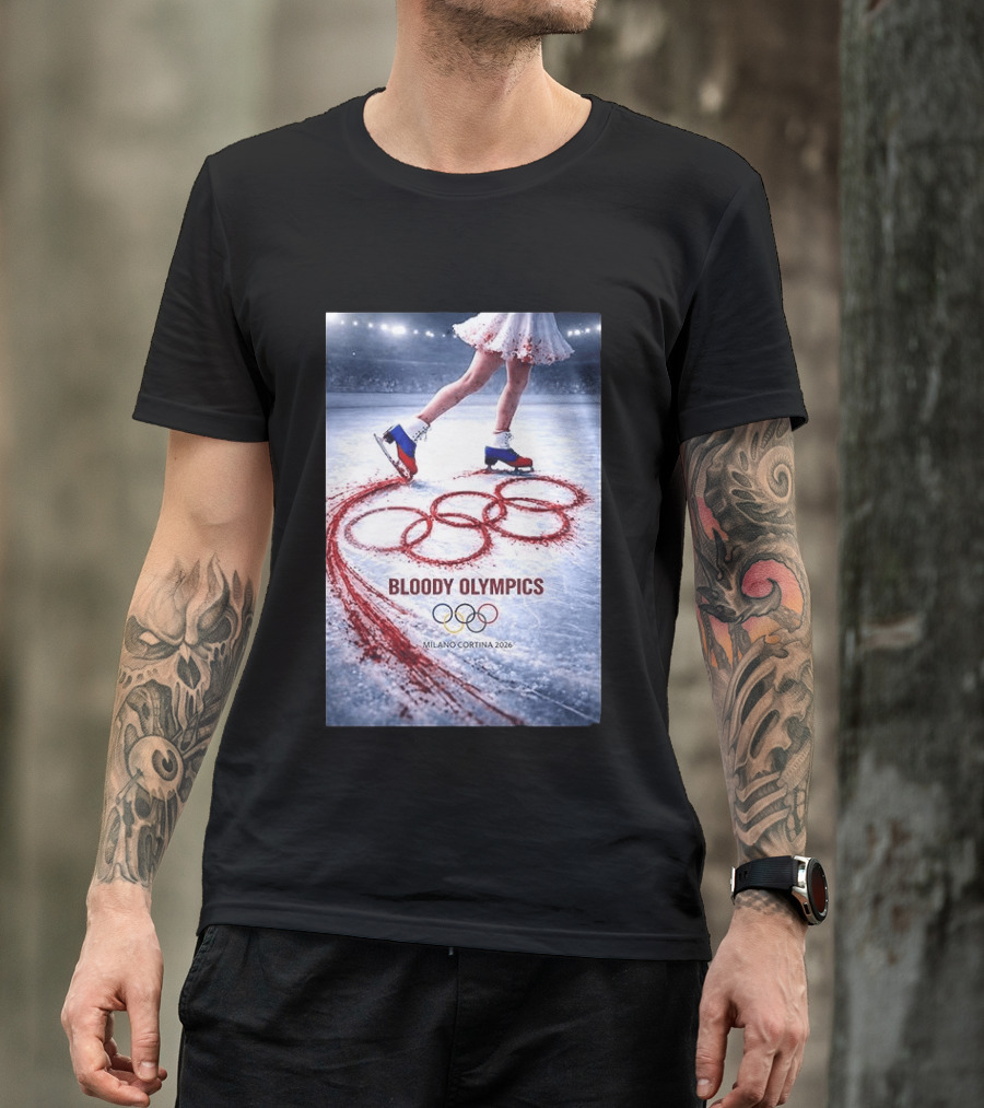 Bloody Olympics Ice Skating Milano Cortina 2026 Winter Games T-Shirt