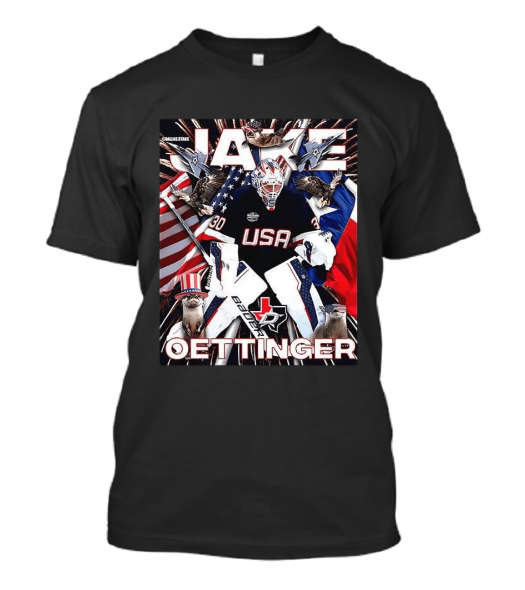 Jake Oettinger USA Hockey Olympics Dallas Stars Bauer T-Shirt