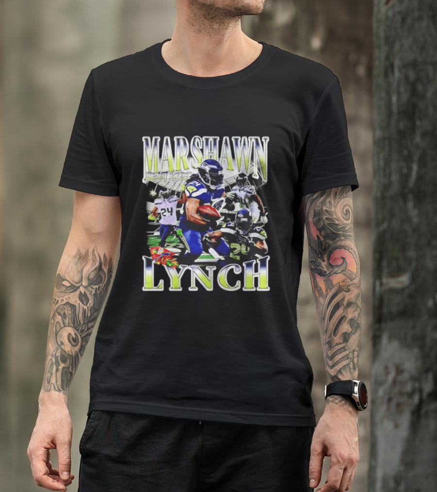 Marshawn Lynch Seattle Seahawks Football Star Running Back Legends T-Shirt