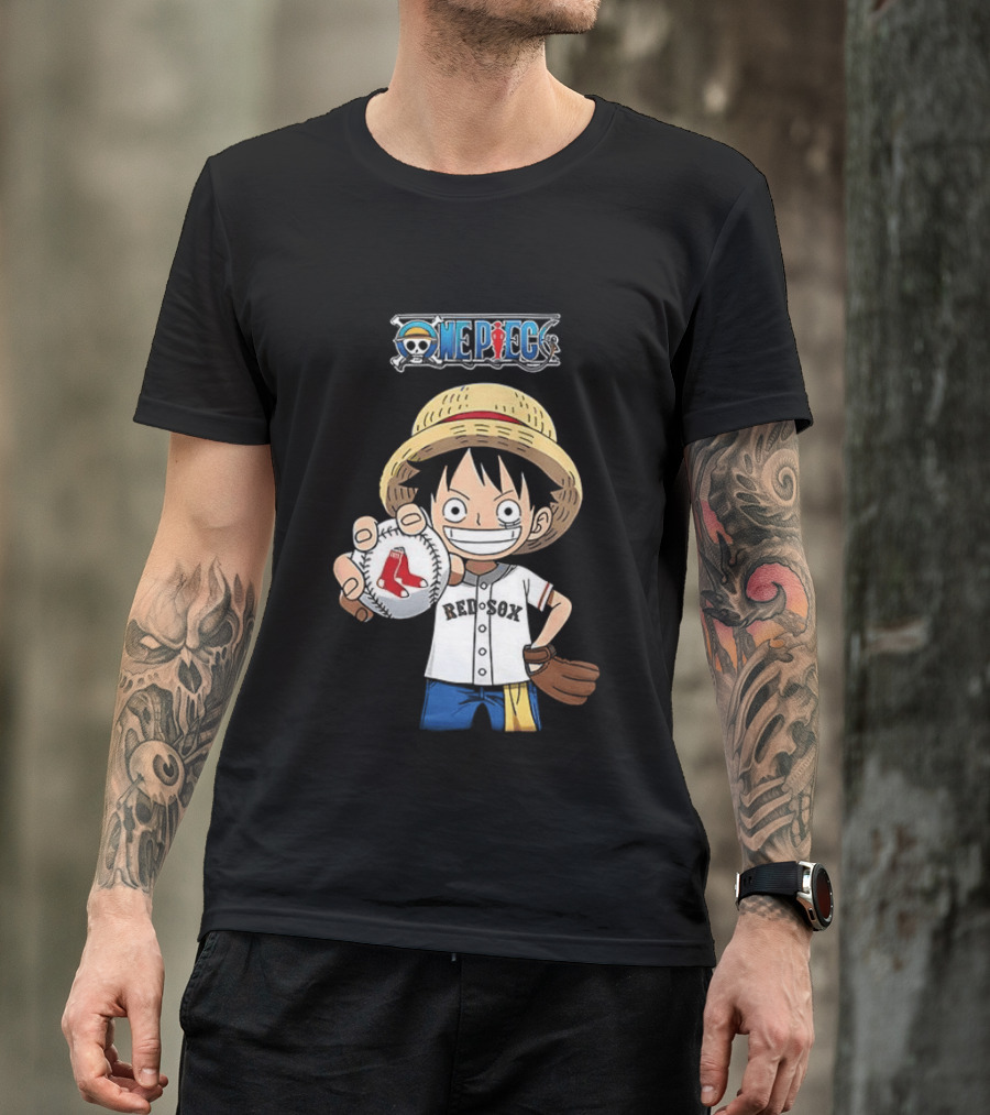 One Piece Boston Red Sox 2026 Luffy Baseball Collab T-Shirt