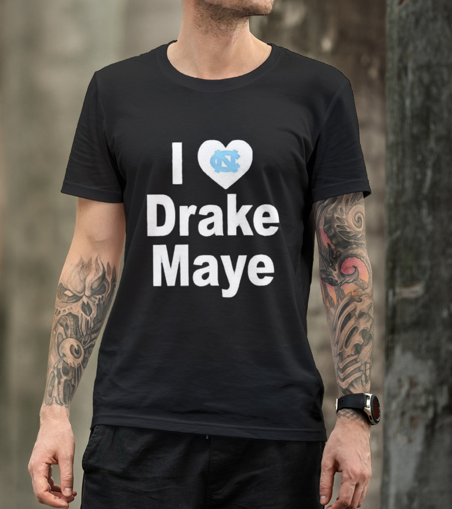 UNC Tar Heels I Love Drake Maye Heart T-Shirt