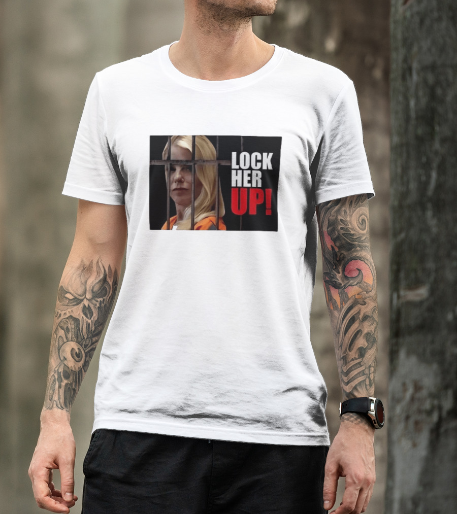 Pam Bondi Lock Her Up Prison Bars Image T-Shirt