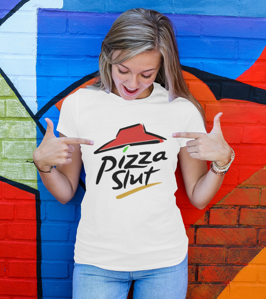 Pizza Slut Parody With Iconic Red Hat T-Shirt