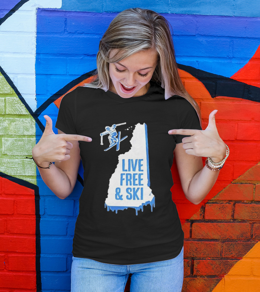 New Hampshire Live Free & Ski Winter Adventure Skiing T-Shirt