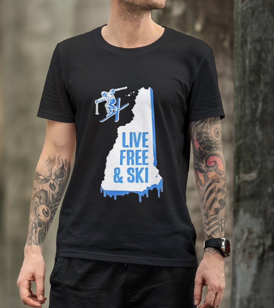 New Hampshire Live Free & Ski Winter Adventure Skiing T-Shirt