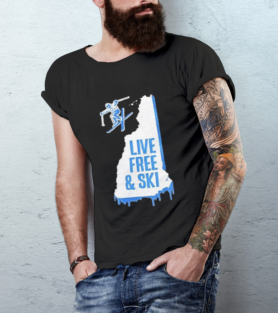 New Hampshire Live Free & Ski Winter Adventure Skiing T-Shirt