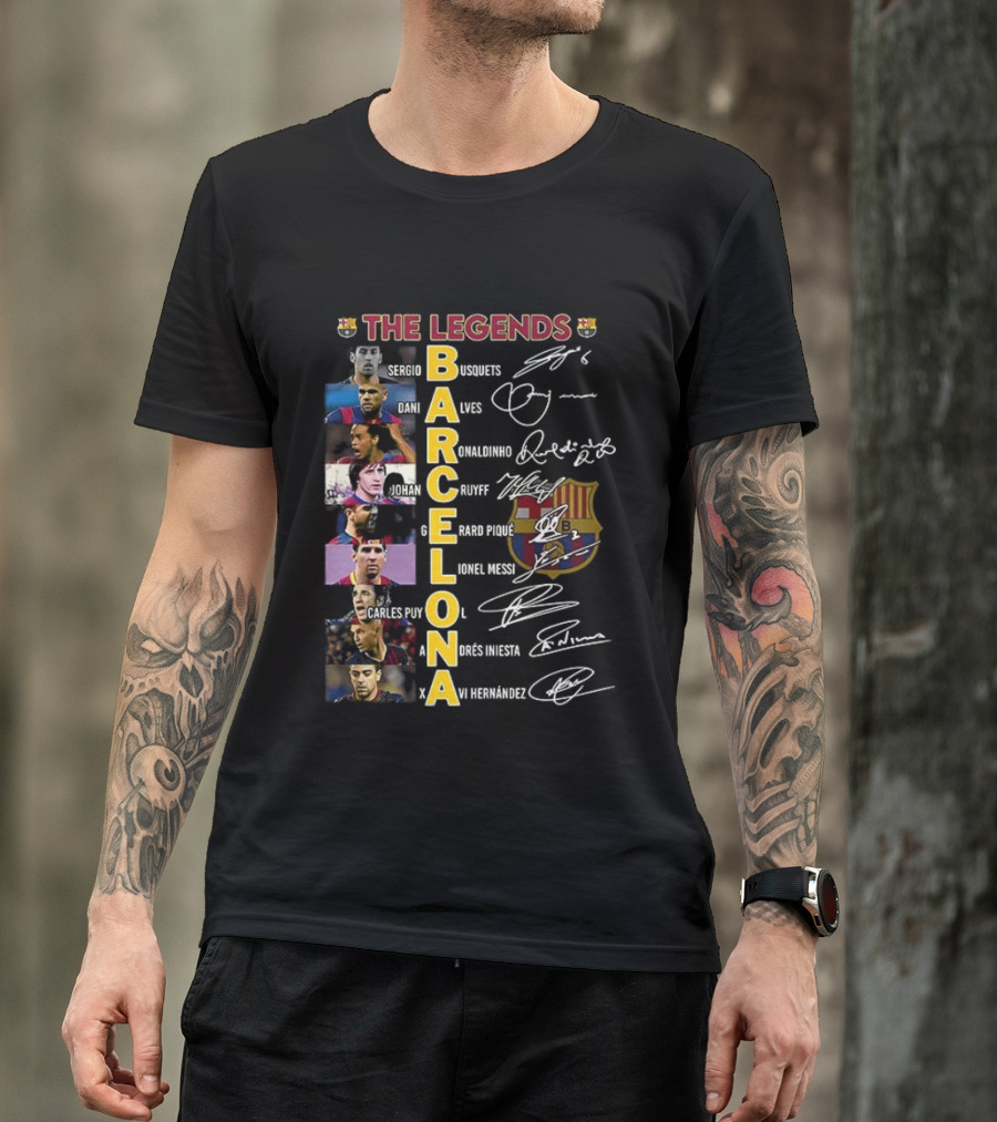 The Legends Barcelona Ronaldinho Sony Anderson Lionel Messi Xavi Hernandez David Villa Sergio Busquets T-Shirt