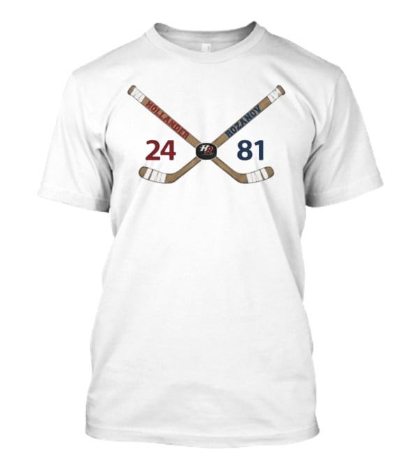 Hollander Rozanov Crossed Hockey Sticks 24 Vs 81 Sports Rivalry T-Shirt