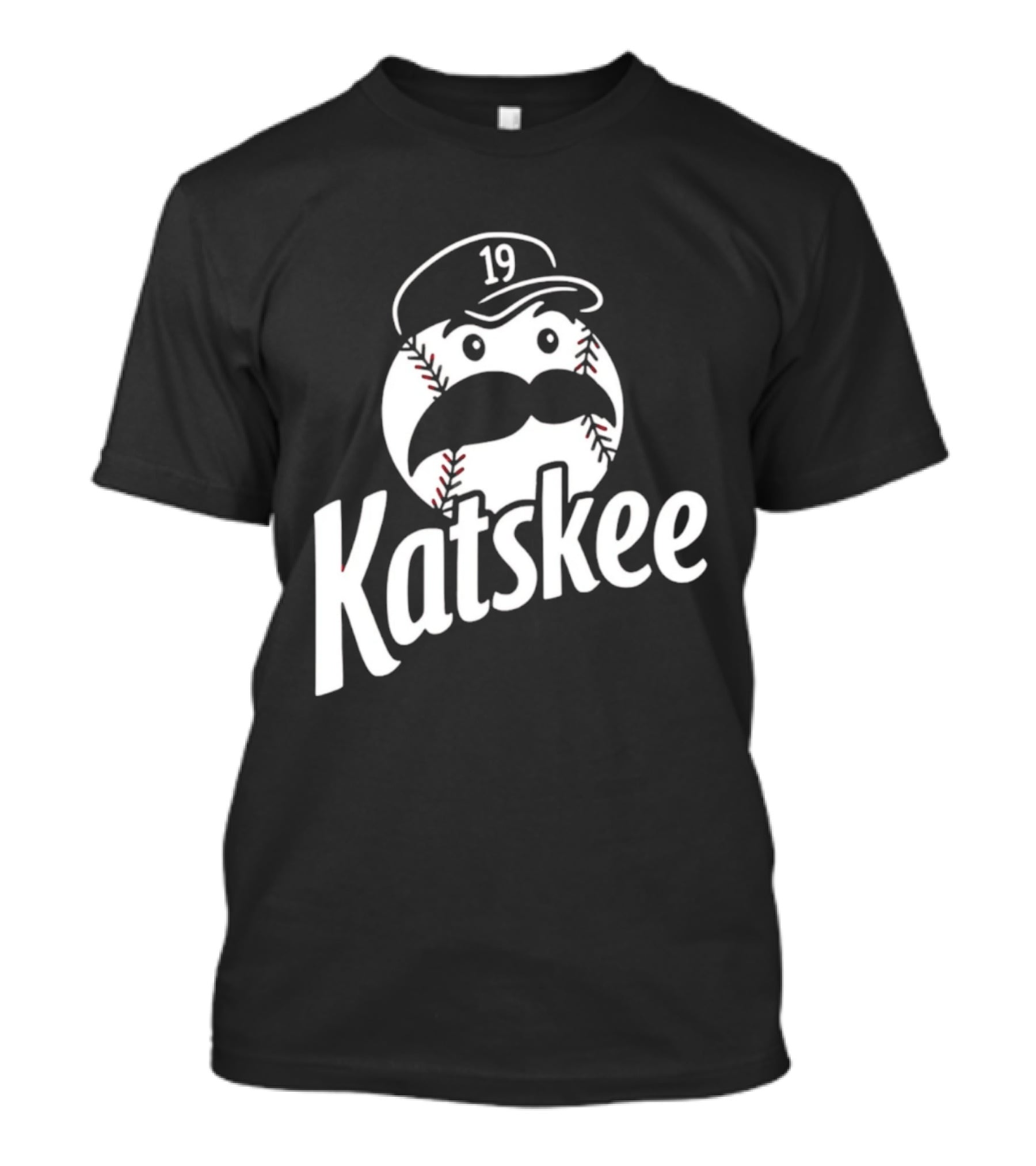 Katskee 19 Baseball Mustache Character With Nebraska T-Shirt