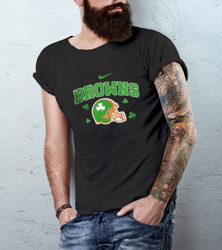 Browns Irish Inspired Football Shamrock Theme Nike T-Shirt