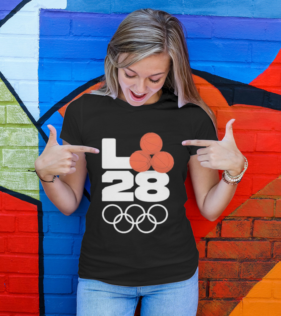 LA28 Basketball Olympic Rings NBA All Star Mitchell Ness Los Angeles T-Shirt