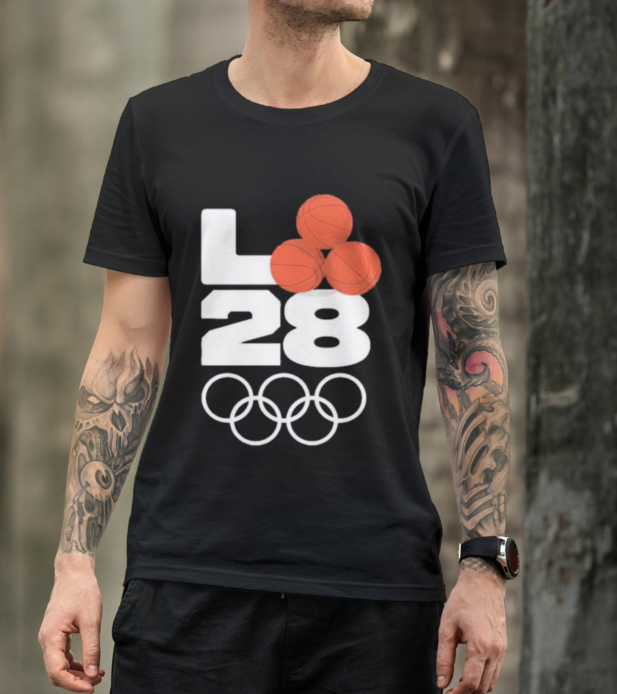 LA28 Basketball Olympic Rings NBA All Star Mitchell Ness Los Angeles T-Shirt