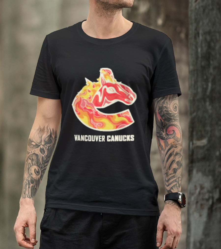 Vancouver Canucks Lunar New Year 2026 Horse Flaming T-Shirt