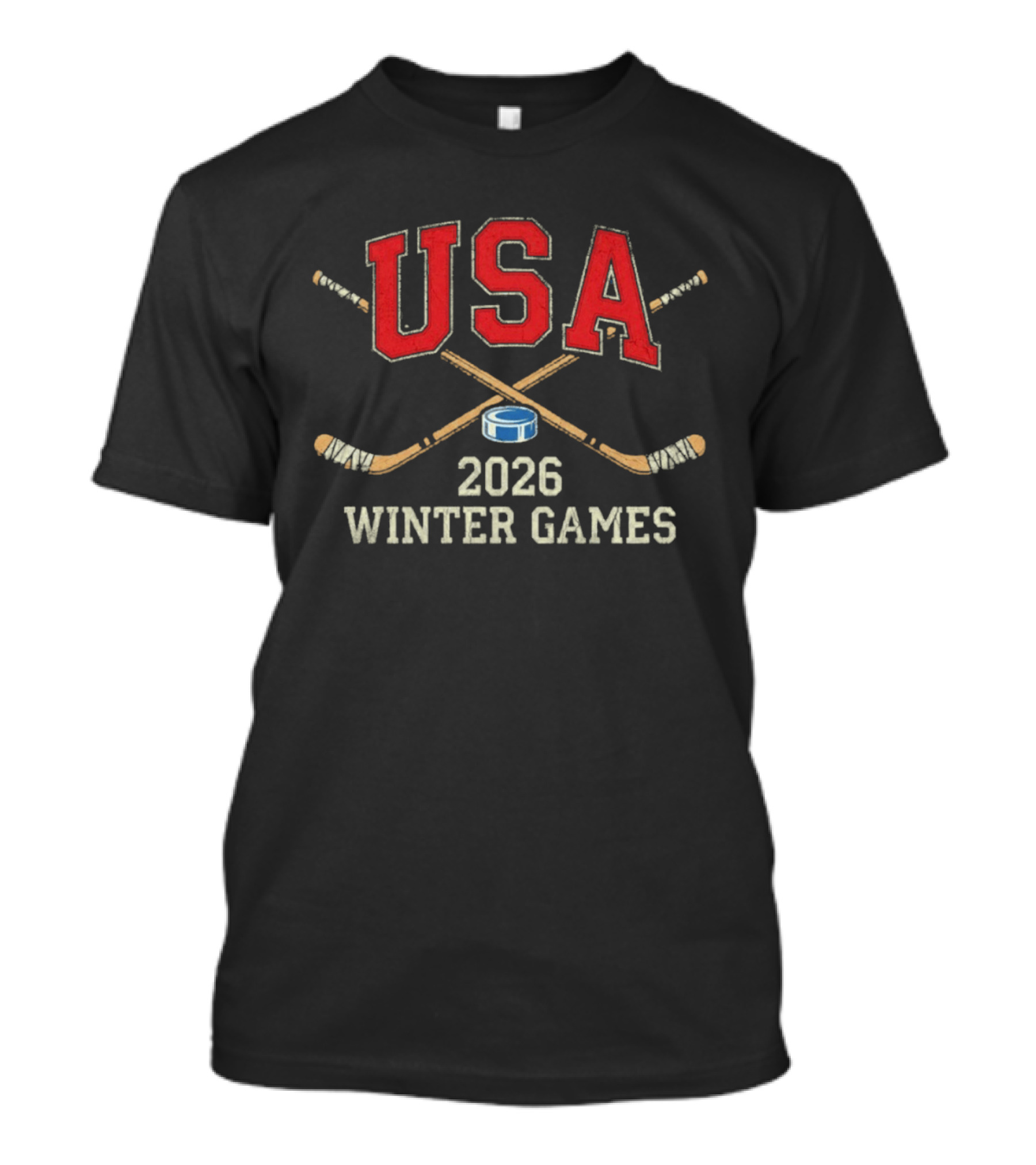 USA 2026 Winter Games Hockey Sticks And Puck T-Shirt